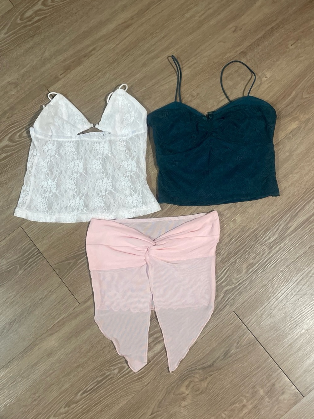 Set of 3 Going Out Tops — White, Teal & Blush